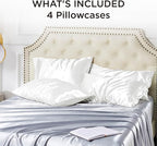 Bedsure King Size Satin Pillowcase Set of 4 - Pure White Pillow Covers for Hair and Skin 20x36 Inches with Envelope Closure, Similar to Silk Pillow Cases, Gifts for Women Men