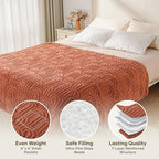 Cottonblue Jacquard Weighted Blanket for Adults 15 lbs Queen Size, Cozy Fluffy Sherpa Fleece Weighted Throw Blankets 60" x 80" for Sleep Relax, Fuzzy Warm Arch Heavy Blanket for Bed Couch, Rust Pink