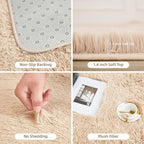 Litanika 6x9 Shag Area Rug for Living Room Bedroom, Beige High Pile Ultra Soft Plush Shaggy Furry Cream Bedside Playroom Dorm Carpet, Non-Slip, Non-Shedding Modern Indoor Floor Rug