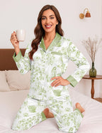DOLOS Silk Satin Pajama Set for Women Short/Long Sleeve 2-Piece Silky Pajamas for Women Button Down Pjs Sleepwear Loungewear