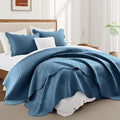 IR Imperial Rooms King Quilt Bedding Set Size (106" x 96") + 2 Pillow Shams (20" x 36"+ 2") - 3 Pcs All Season Lightweight Reversible Microfiber Coverlet Embossed Quilt Bedspread (Light Blue)