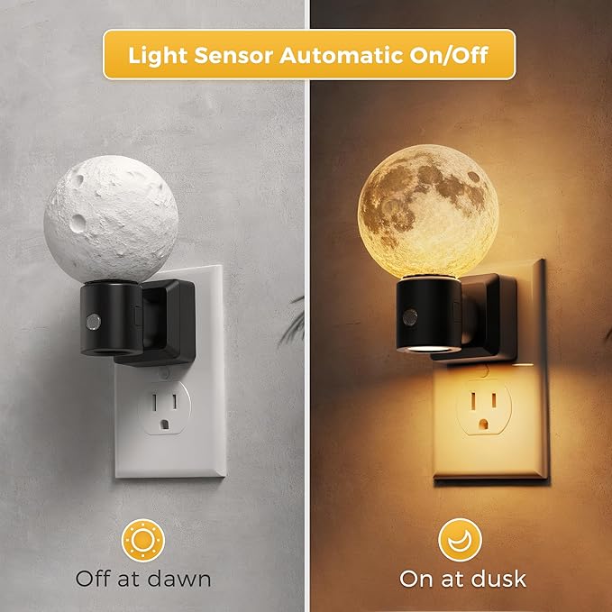 L LOHAS LED Night Lights Plug Into Wall, Plug in Night Light with Light Sensor, 3000K Soft White, 0-100LM Brightness Adjustable, 3D Printing LED Light for Bedroom Birthday Gifts