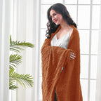 inhand Knitted Throw Blankets for Couch and Bed, Soft Cozy Knit Blanket with Tassel, Orange Rust Lightweight Decorative Blankets and Throws, Farmhouse Warm Woven Blanket for Men and Women, 50"x60"