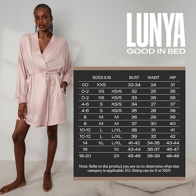 Lunya Washable Silk Robes for Women – Lightweight Short Robes with Pockets, Removable Belt & Interior Tie – Multiple Colors