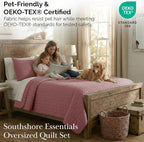 Southshore Fine Living, Inc. Oversized Full Size Quilt Bedding Set, Lightweight Bedspread, Soft Coverlet 3-Piece Set with Two Matching Quilted Pillow Shams, All Season Full/Queen Quilts, Withered Rose