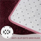 duduta Burgundy Plush Rugs for Bedroom 3x5 ft, Fluffy Shag Rug for Dorm Nursery Bedside, Machine Washable Non Slip