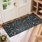 Lahome Insect Botanical 2x4 Black Kitchen Runner Rugs Non Skid Washable, Rug Runners for Hallways Non Slip Bathroom Carpet Runner, Soft Indoor Runners for Entryway Laundry Bedroom(Black,2x4)