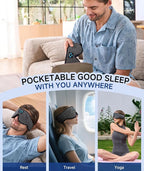 Voerou Sleep Headphones Sleep Mask Bluetooth 5.4 Earphones, Sleeping Headphones Eye Masks for Men Women, 100% Black Out Eye Covers for Sleeping, Relaxation Christmas Tech Gifts for Teen Boys Mom Dad