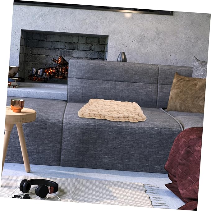 0.35kg Handmade Chunky Knit Throw Blanket Soft Cozy Large Breathable Knit for Sofa Chair Bed Stylish Nordic Design Beige