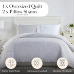 Southshore Fine Living, Inc. Farmhouse Bedspread, Full Size Quilt Set, Queen Coverlet, Light Weight Quilt, 3-Piece Set Geometric Bedding with Two Matching Pillow Shams, Full/Queen, Reversible Grey