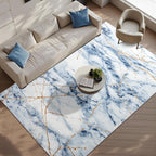 CRYPTOLITE Area Rugs 9x12 Rug for Living Room Abstract Washable Rug with Non-Slip Backing Low Pile Area Rugs for Bedroom, Dining Room, Blue