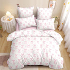 Nayoroom Pink Bow Duvet Cover Queen Size Heart Duvet Cover Coquette Bedding Set 3 Pieces Girls Cute Dorm Bedding Set with Pillowcases Soft Lightweight Microfiber