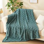 NEWCOSPLAY Super Soft Twin Blanket Light Teal Premium Silky Flannel Fleece 3D Checkered Lightweight Bed Blanket All Season Use (Light Teal Checkered, Twin(60"x80"))