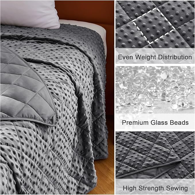 Grey Weighted Blanket for Adults 20lbs, 48"x72", Twin Full Size Cooling Minky Heavy Throw Blanket for 130-220lbs, Soft Winter Thick Big Blankets Weighted Comforter Gift for Sleeping