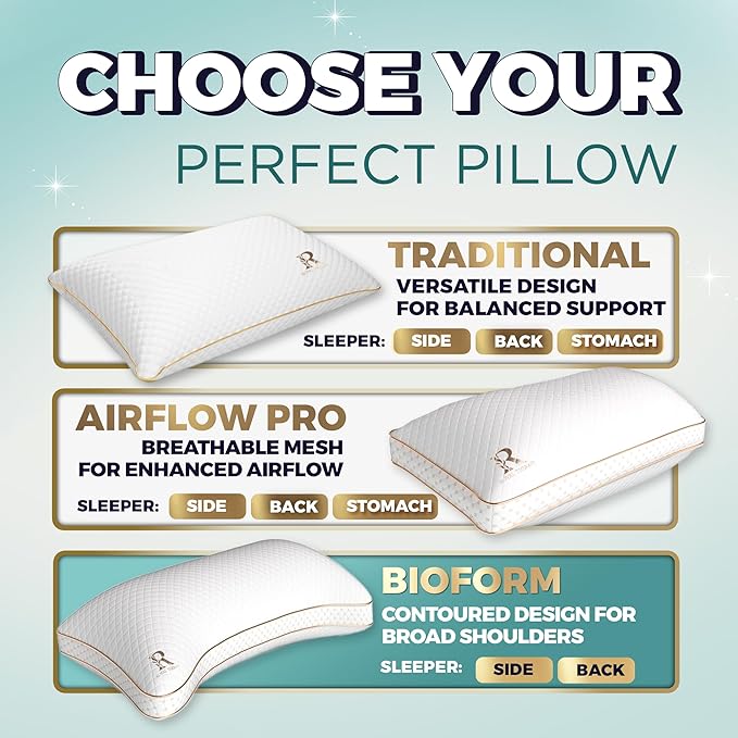 Royal Therapy King 2 Pack Memory Foam Pillow, Adjustable Shredded Odor-Free Cut-Out Bed Pillow for Neck & Shoulder Pain Relief, Breathable Support for Back, Stomach, Side Sleepers, BioForm