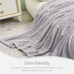 Exclusivo Mezcla Fleece King Size Blanket for Bed, 90x104 Inches Soft Cozy Jacquard Flannel Blankets, Lightweight Fuzzy Plush Warm for Women, Light Grey