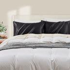 King Size Satin Pillowcase Set of 2 with Envelope Closure,Black Silk Pillowcase for Hair and Skin (20x36)