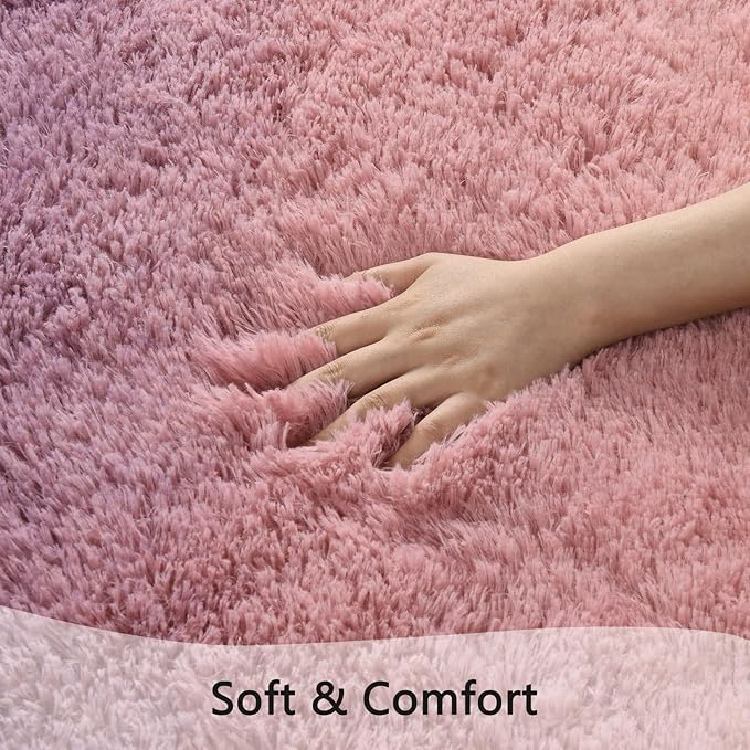 Purple Pink Area Rugs 5x8 Feet Rug for Bedroom Living Room, Cute Indoor Gradient Carpets, Plush Soft Rug for Kids Room, Fluffy Rugs for Girls Boys Nursery Room Home Decor