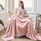 NEWCOSPLAY Super Soft Throw Blanket Dusty Pink Love Premium Silky Flannel Fleece 3D Heart Checkered Lightweight Bed Blanket All Season Use (Dusty Pink Love, Throw(50"x70"))