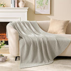 BEDELITE Chunky Cable Knit Throw Blanket for Couch,Super Soft Cozy Woven Blanket for Room Decor,50"x60", Light Grey