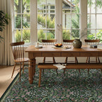 Lahome Claude Floral Area Rugs 9x12 Living Room, Green Soft Bedroom Rugs Non Slip, Thin Dining Room Carpet, Non Shedding Print Carpets for Guestroom