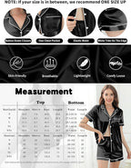 Silk Pajamas for Women Satin Womens PJ Set 2 Piece Short Lounge Set Summer Sleepwear Notch Collar Button-Down Pjs