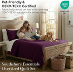 Southshore Fine Living, Inc. Oversized Quilts for King Bed, Lightweight Quilt Bedding Set, Soft Coverlet, 3-Piece Bedspread Set with Two Matching Quilted Pillow Shams, King/California Size, Purple
