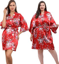 QXQTER Peony Floral Silky Satin Robe Wedding Bridal Party Bride Bridesmaid Robes for Women Dressing Gown Kimono Robe