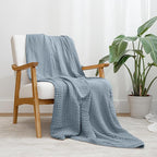 Comfy Cubs Muslin Blanket for Adults Twin 90" x 66" - 6 Layer Soft, Breathable & Lightweight Muslin Adult Blanket - Machine Washable & Designed in The US Bedding for All Seasons - Pacific Blue