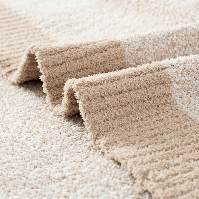 Carriediosa Heather Throw Blanket 50" X 60", 400GSM Ultra Soft Microfiber Fuzzy Fluffy Reversible Knitted Blankets Cozy Plush Lightweight and Warm Fall Throws for Couch, Bed, Sofa, Taupe