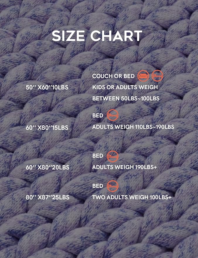 YnM Weighted Blanket, Handmade Chunky Knitted Design, Soft and Cozy, Temperature Regulating and Breathable, Machine Washable Throw for Sleep or Home Decor (Purple Fancy Yarn, 50x60 Inch, 10lbs)