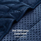 Wemore Minky Dot Weighted Blanket for Adults King Size 25 lbs, Soft Cozy Heavy Blanket for Bed and Couch, Breathable Blanket for All-Season with Glass Beads, Navy Blue 80 x 87 inches
