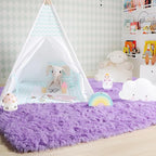 Amdrebio Purple Area Rugs for Bedroom Girls Room Decor Aesthetic, 5x7 Cute Fluffy Shag Lavender Rug for Living Room Dorm Classroom Nursery, Furry Plush Fuzzy Soft Lilac Carpet for Kids Baby Teens
