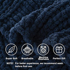 Battilo Navy Chunky Knit Throw Blanket for Couch, Navy Blue Chenille Throw Blanket Super Soft Cozy Thick Warm Cable Knitted Blanket for Bed, Sofa, Living Room, 50"x60"