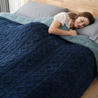 Sherpa Fleece Adult Weighted Blanket Great for Sleep, 20 lbs Dual Sided Soft Fuzzy Heavy Blankets for Couch Bed Sofa, Cozy Warm Fluffy Jacquard Throw for Winter (Navy Blue, 60" x 80", 20 Pounds)