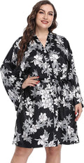 Women's Plus Size Satin Kimono Robes Short Silk Bathrobe Bridesmaid Wedding Party Nightgown Sleepwear