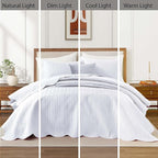 IR Imperial Rooms Queen Quilt Bedding Set (90" x 96") - Bulk Pack of 10 Wholesale for Hotels, Guest Bedroom & Airbnbs - Lightweight Microfiber Reversible Embossed Quilts Bedspreads (White)