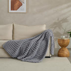 Chunky Knit Blanket Throw 50x60 Inches,Handmade Cable Knit Crochet Blanket,Cozy Lightweight All Season,Wrinkle-Resistant Polyester for Couch Bed Sofa Reading Nook,Grey