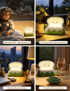 L LOHAS LED Cute Toaster Night Lights for Kids, Kawaii Stuff Bread Desk Lamp with Smile Face, Rechargeable Desk Decor for Bedroom, Besides, Dinning, Nursery Night Light for Kids, Boys, Girls, Gifts
