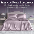 SLEEP SANCTUARY Satin Sheets Full Size – 4 Piece Luxury Silky Bed Set, Softer Than Silk, 15" Deep Pocket, Cooling & Wrinkle-Free, Moisture-Wicking & Breathable for Hair & Skin (Lavender)