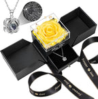 Lebana Preserved Real Rose with Heart I Love You Necklace -Eternal Flowers Rose Birthday Gifts for Her Mom Wife Girlfriend Grandma on Valentines Mothers Day Christmas Anniversary Romantic (Yellow)