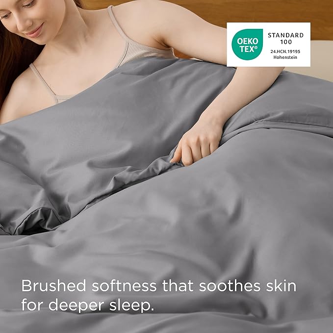 Bedsure Duvet Cover King Size - Only Includes 1 Duvet Cover (104"x90"), Hotel Luxury Soft Double Brushed All Season Bedding for Kids & Adults, Zipper Closure, Grey (No Comforter, No Pillow Shams)