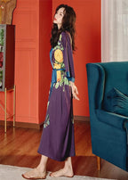 Kihnop Women's Floral Long Kimono Robe Long Satin Robe Long Silk Robe Ladies Kimonos Silky Bathrobe Cover Up, One Size