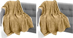 Elegant Comfort Throw Blanket, Reversible Sherpa Flannel, Ultra-Soft, Fuzzy, Cozy and Plush- All Season Lightweight Decorative Throw, 50 x 60 inches, Solid Sherpa Throw, Gold (Pack of 2)