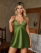 Avidlove Women Lingerie V Neck Sexy Nightwear Satin Sleepwear Lace Chemise Mini Babydoll Nightgown