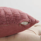 Striped Throw Blanket and Pillow Covers Set (No Inserts) for Couch and Bed, Plush Warm Lightweight Fuzzy Faux Fur Blanket for All Seasons (60" x 80", Dusty Rose)