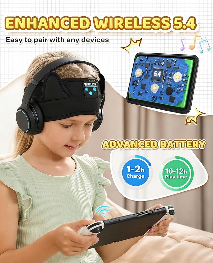 Kids Headphones Headband - Foldable with Adjustable Headband, 3.5 MM Jack for Online Learning, Plane, Travel, Tablet, iPad, Computer