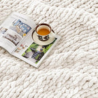 Ultra Soft Chunky Knit Throw Blanket 50x60 Hand Knitted Warm Chenille Throw, Home Decor Soft Thick Yarn Cable Knit Blanket Breathable Fleece Banket Christmas for Couch Bed Sofa Best GIF Gift