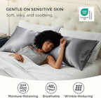 Bedsure Satin Body Pillow Pillowcase, Similar to Silk Body Pillow Cover with Zipper, Soft & Breathable Long Pillow Case, Cooling & Silky Long Pillowcase for Hair and Skin, Dark Grey, 20x54 Inches