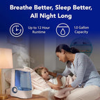 Vicks Warm Mist Humidifier Filter‑Free 1 Gal Tank, Auto Shut‑Off, Night Light, VapoPad and VapoSteam Compatible